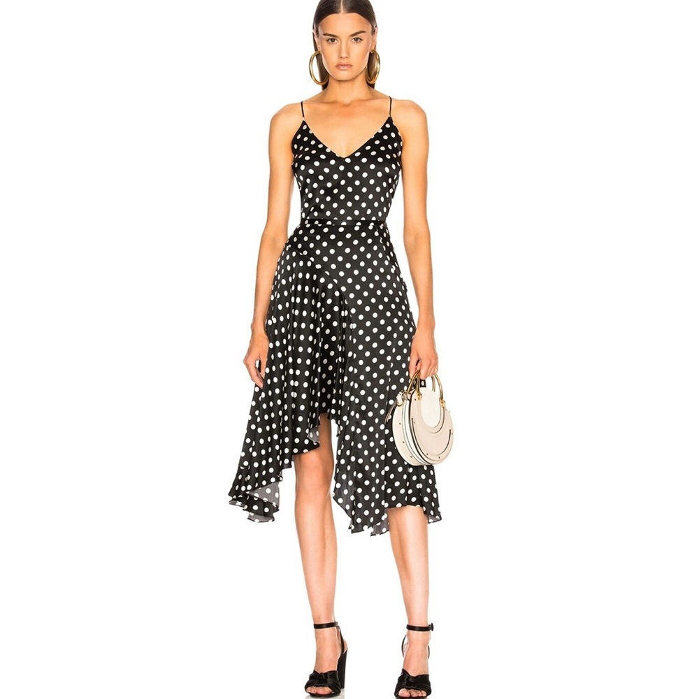 Caroline Constas silk black polka dot ruffles Flounce Skirt EUC - Picture 2 of 11